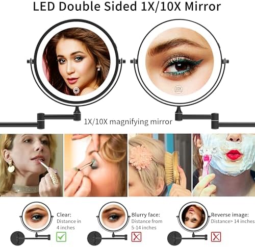 8-Inch Rechargeable LED Makeup Mirror with Extendable 360 Swivel