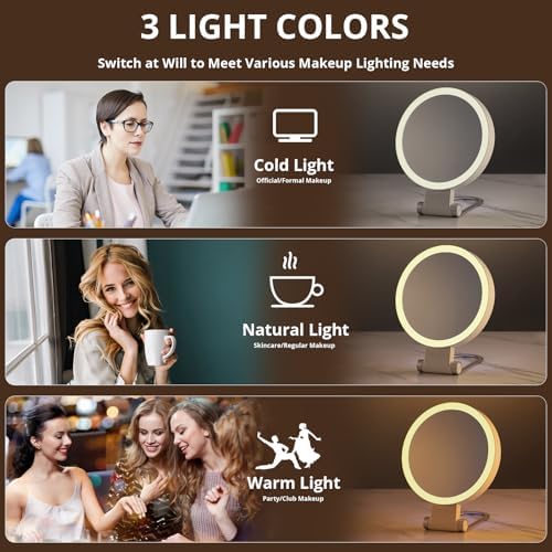 20X Magnifying Mirror with Light Double-Sided Travel-Friendly Rechargeable