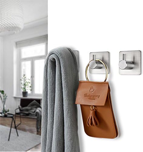 FOTYRIG 4-Piece Stainless Steel Towel Robe Hook No-Drill Wall Mount