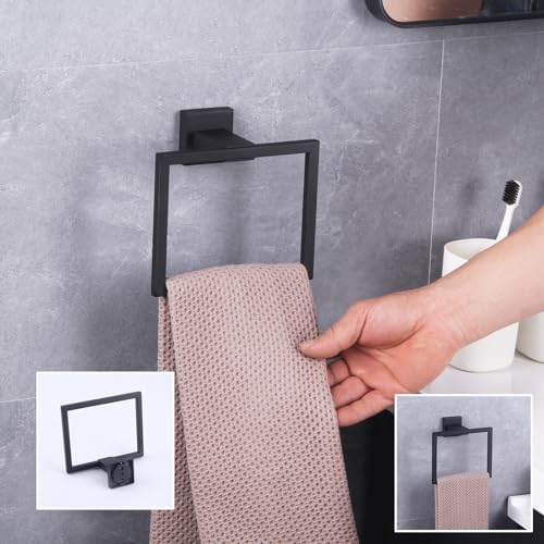 Premium Stainless Steel Bathroom Set Modern Black Finish - towel ring toilet paper holder
