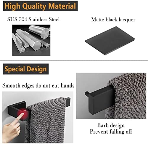 2-Piece Hand Towel Holder with Matte Black Finish