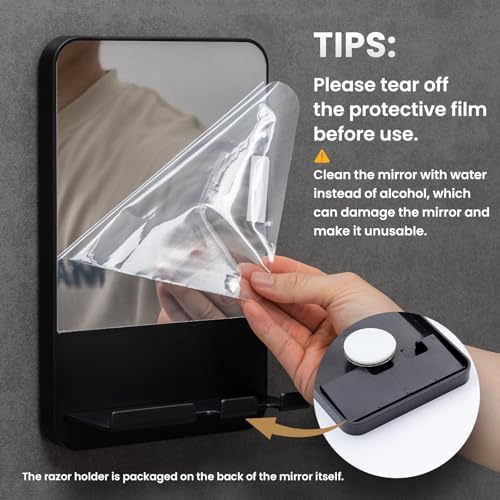 Fogless Shower Mirror wRazor Holder