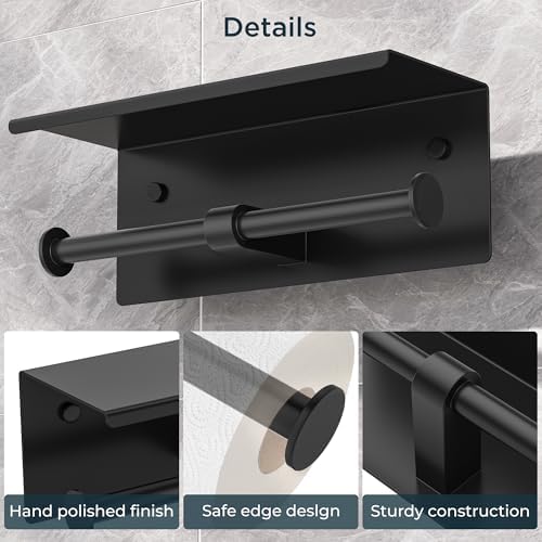 FORIOUS Double Toilet Paper Holder with Shelf