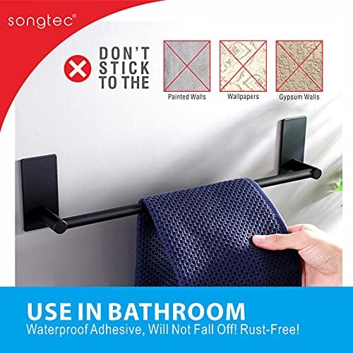 Adhesive 24-inch Bath Towel Bar Easy Install Premium Steel No Drill Needed