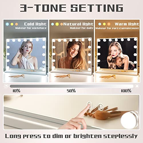 COOLJEEN Lighted Vanity Mirror with Bluetooth and USB Charging