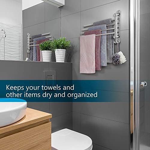 JSVER Rust-Resistant Space-Saving 4-Arm Towel Rack