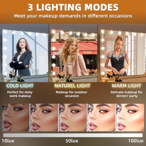 Misavanity Large Vanity Mirror with Lights and USB Port