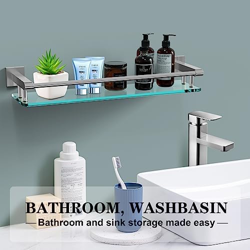 Stainless Steel Glass Wall-Mounted Bathroom Organizer