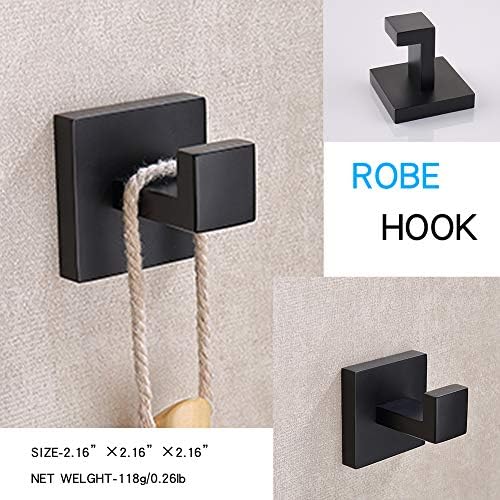 TASTOS Bath Towel Hooks Matte Black 2 Pack