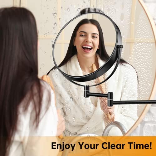 Anfauny 9-Inch Wall-Mounted Makeup Mirror with Extendable Arm 10X Magnification