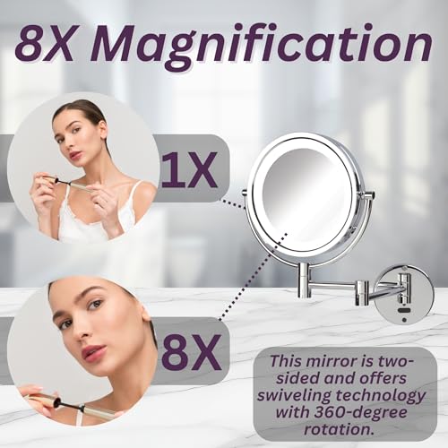 JERDON Wall-Mounted Makeup Mirror