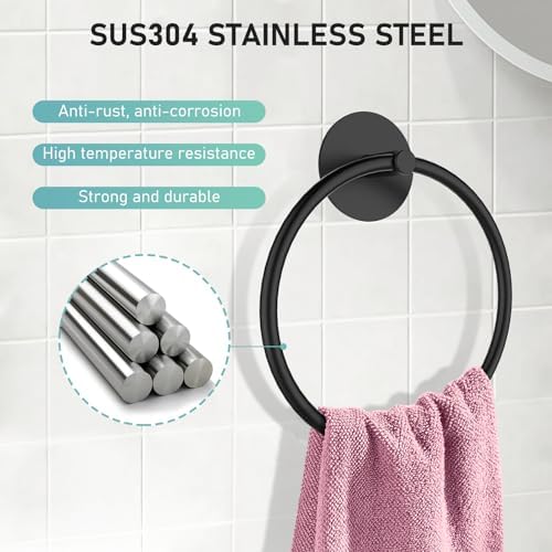 Sturdy Durable Adhesive Towel Holder Basil Black