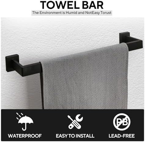 15-Piece Black Stainless Steel Bathroom Hardware Set