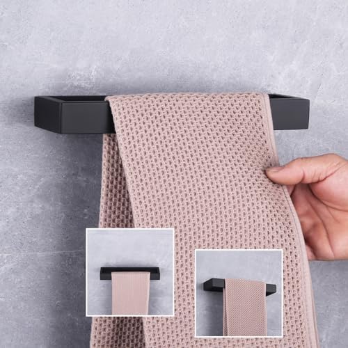 GERZWY Modern Black Wall-Mounted Towel Holder