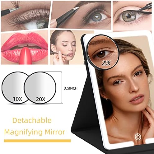Travel Makeup Mirror with 10X 20X Magnifying PU Leather Case