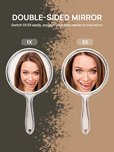 OMIRO Hand Mirror with 1X and 3X Magnification