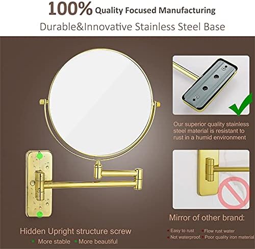 Wall-Mounted Gold Finish Makeup Mirror