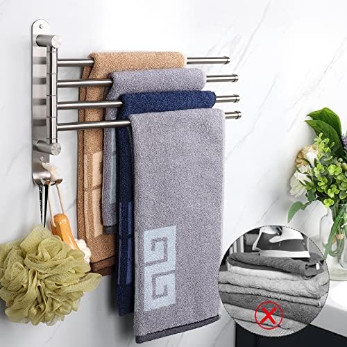 NearMoon 4-Arm Swivel Towel Rack - Rustproof Stainless Steel Brushed Nickel