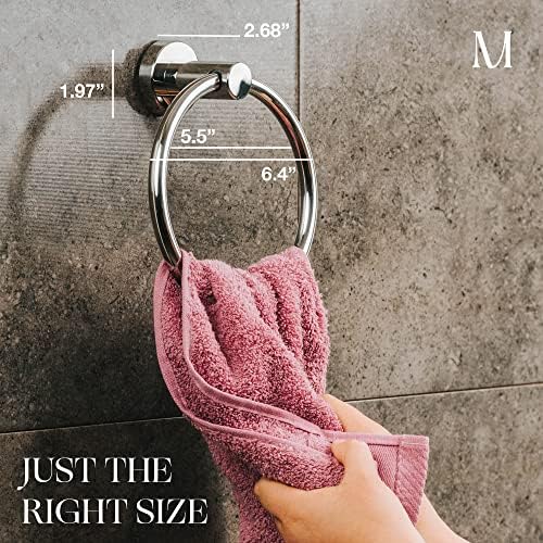Marmolux Chrome Towel Ring - Hand Towel Holder for Bathroom Wall