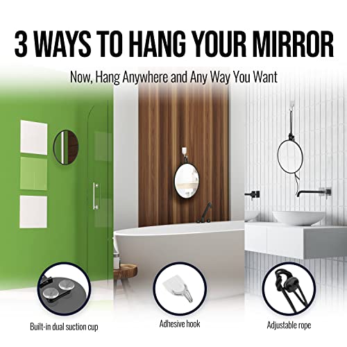 MirrorVana Small Showershturnstile with 3 Attachments Shatterproof Anti-Fog Spray Portable