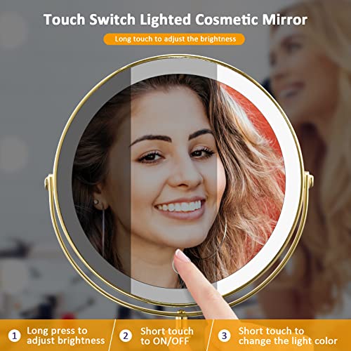 Rechargeable 8 Makeup Mirror with LED Lights and Touch Sensor