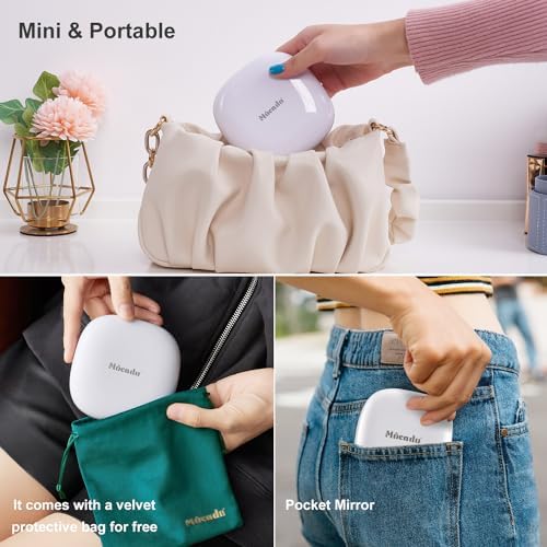 Compact LED Magnifying Mirror - 4 inches 1X10X Magnification Reusable Portable