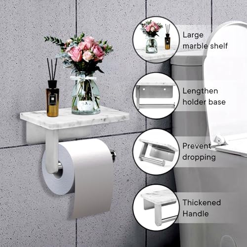 Sturdy Natural Marble Toiletpaper Holder with Storage