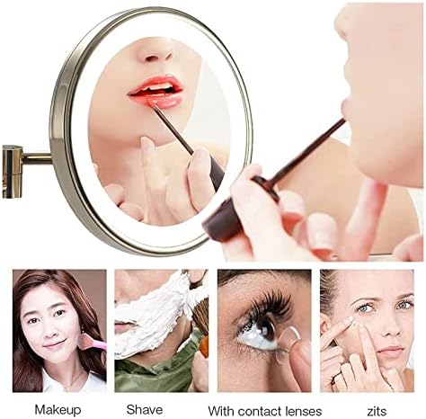 Wall-Mounted Two-Sided Swivel Makeup Mirror with USB Rechargeable 8 Magnification