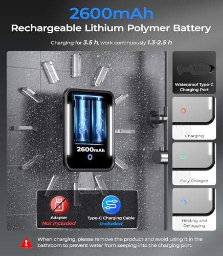 Gospire Heated Fogless Mirror with Light and Battery