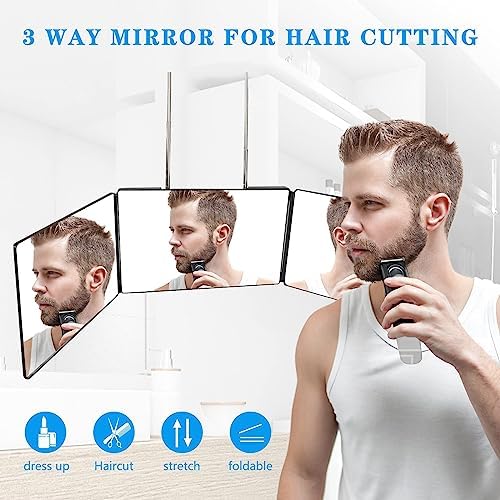 JANMPASK Travel-Friendly Self-Hair Cutting Mirror with 10x Magnification Black