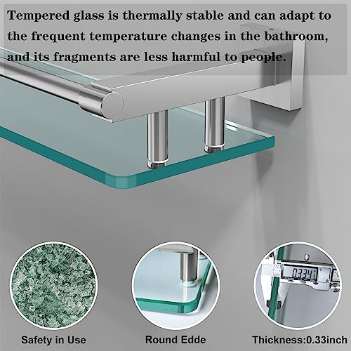Stainless Steel Glass Wall-Mounted Bathroom Organizer