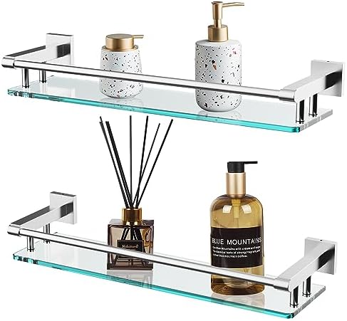 Stainless Steel Glass Wall-Mounted Bathroom Organizer