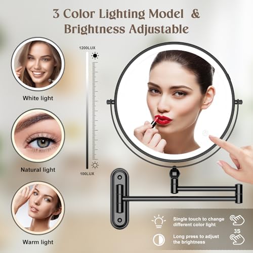 Rocollos 9-Inch Wall-Mounted Makeup Mirror