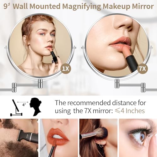 Versatile 7X Wall-Mounted Makeup Mirror with Swivel for Men Women