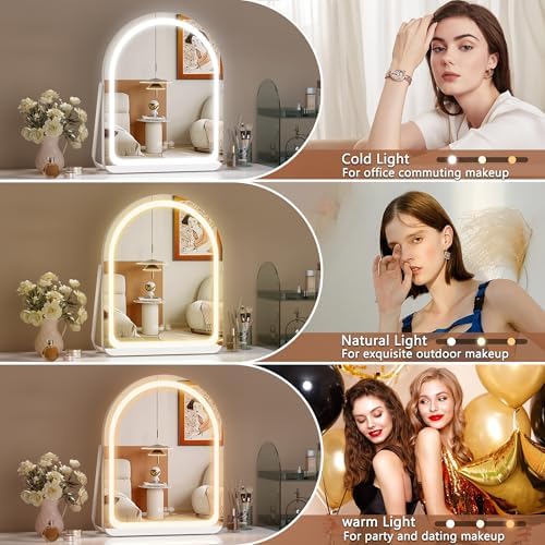 Stylish 115x14inch Vanity Mirror with 360 Rotation LED Lights Smart Touch Controls