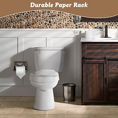 Rustic Farmhouse Toilet Paper Holder - Rustic Brown Wood Galvanized Metal