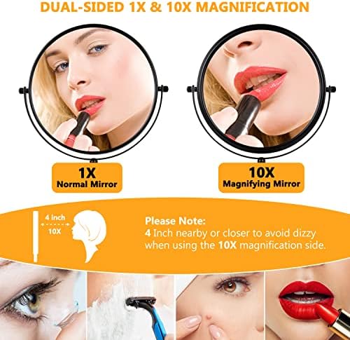 ALHAKIN 10x Magnifying Makeup Mirror 8-Inch Double Sided