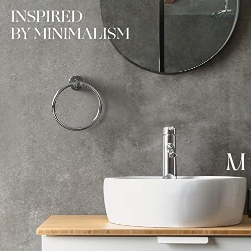 Marmolux Chrome Towel Ring - Hand Towel Holder for Bathroom Wall