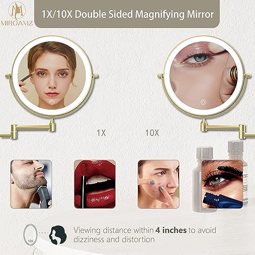 Wall-Mounted Rechargeable Makeup Vanity Mirror with Dual Lighting Rotation