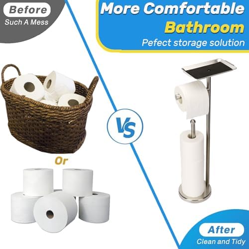 Sturdy Stainless Steel ToileT Paper Holder with Shelf for Bathroom