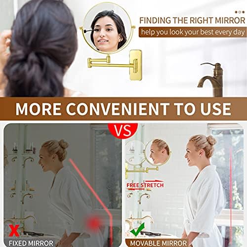Wall-Mounted Gold Finish Makeup Mirror