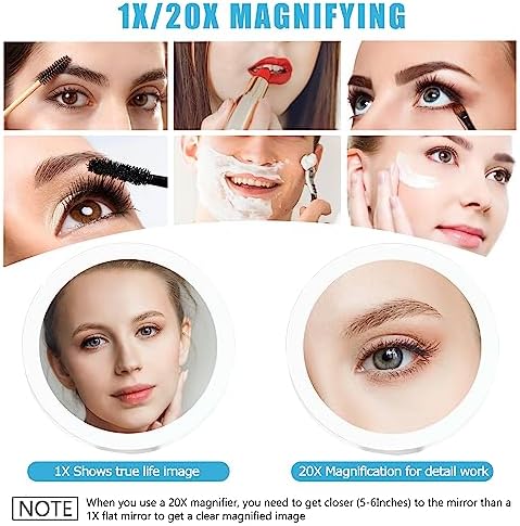MIYADIVA 20X Compact Magnifying Mirror with Illuminated Light for Travel Makeup