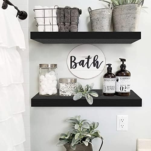 QEEIG Bathroom Shelves Set - 24-inch Wall Shelves 24x9-Inch Black 008-60B