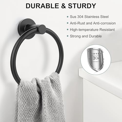 Stainless Steel Towel Holder Matte Black for Bathroom Kitchen Use