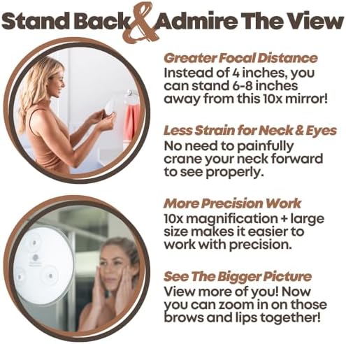 9-Inch 10X Magnifying Mirror with Suction Cups