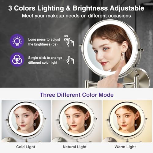 GREENFROM Magnifying Mirror with Lights 1x15x