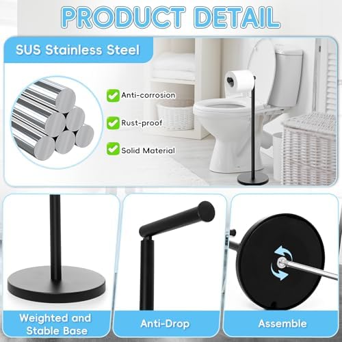 HABYMOKE Space-Saving Jumbo Toilet Paper Holder with Matte Black_finish