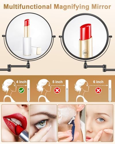 decluttr Large 9 Inch Wall Mounted Makeup Mirror
