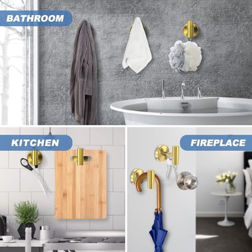 Stainless Steel Gold Towel Hooks 4-Pack Bathroom Home Use