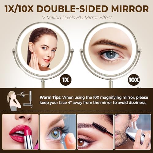 9 Wall-Mounted Makeup Mirror with Rechargeable LED Lights and 3000mAh Battery